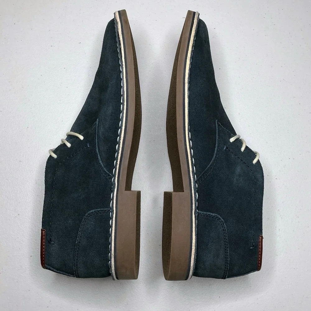 Kenneth Cole Reaction Shoes Men 10.5 Blue Suede Leather Chukka Lace Up